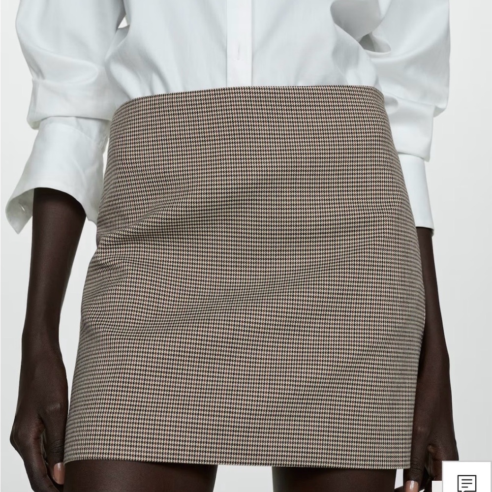Mango Black and Cream Mini Skirt